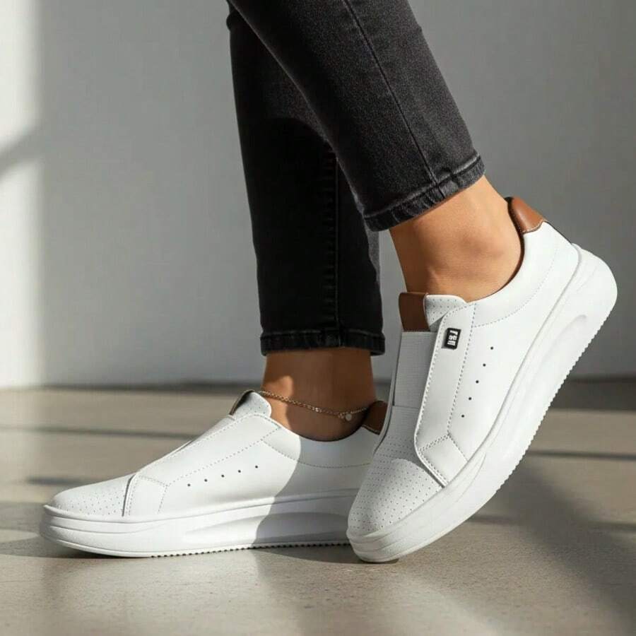 Men's Casual Party Sneakers, Easy To Slip On, Comfortable - 白色 - 查看 1