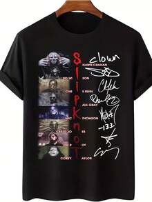 Men's T-Shirt With Band Logo Signature, Printed With The Names Of The Band Members. - Crew Neck Pullover T-Shirt, Suitable For Concerts, Casual Wear And Fitness. - Signatures Of Legendary Band Members, A Gift For Fans (An Original Gift For Musicians And Fans), Perfect For Everyday Wear. Casual Cotton T-Shirt, Soft, Light And Comfortable. Cotton Daytime Comfort, Stylish Casual Design. Ideal For Men And Women. Crew Neck T-Shirt, Gym Top, Going Out Top, Outdoor Clothing, Holiday, Graduation, Fitted, Slogan T-Shirt, Quote T-Shirt, Minimalist Graphic T-Shirt, Funny Graphic Tee, Beach Party, Surfing, Picnic, Gift, Airport Outfit, Spring, Coordinates Sets. Women's Summer, Understated Summer Outfits, Summer Coordinates, Event Dresses, Autumn, Winter, All Seasons, Birthday Dress, Party Outfits, Rave Outfit, Office Wear. Women's Curves. Casual Clothing For Women, Gym Wear For Women, Resort Style, Classic Unisex Graphic T-Shirt QOTJ - Black - View 1