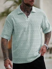 Camisa tipo polo de estilo urbano y retro para hombre, adecuada para primavera, verano y otoño - verde menta - Ver 3