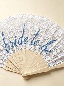 1pc White Lace Folding Fan Suitable For Bride, Foldable Wooden Lace Fan, Wedding Accessory, Bridal Hand Fan, Bridesmaid Gift, Souvenir, Photography Prop, Suitable For Various Holidays And Parties - A - View 7