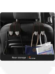 Heart-Shaped Dual Hook Car Seat Hanger, Stylish & High-End, Car Bracket, Backseat Storage Rack, Car Clip, Interior Accessories, Handbag, Wallet, Coat, Car Storage Rack - A - View 5