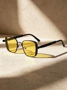 1pc Retro Metal Frame Fashion Glasses, Luxury Silver Frame Mechanical Design Unisex Street Style UV Protection - Multicolor - View 7