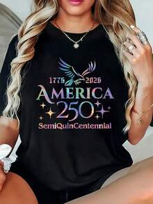 Women's Casual Short-Sleeve Top, Comfortable Fit, Sister Dress, Essential For Outdoor Travel, Women's T-Shirt, Spring And Summer T-Shirt - 黑色 - 查看 1