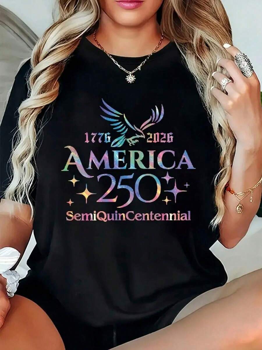 Women's Casual Short-Sleeve Top, Comfortable Fit, Sister Dress, Essential For Outdoor Travel, Women's T-Shirt, Spring And Summer T-Shirt - 黑色 - 查看 1
