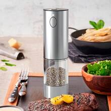 20packs [Stainless Steel Grinder] Rechargeable Electric Salt And Pepper Grinder Set, Premium Stainless Steel Automatic Pepper Salt Mill Grinder Set With LED Light, 3.2oz Larger Capacity, 6 Adjustable Coarseness - 3.2oz*2 - View 5