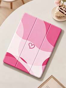 1 pieza Soporte de lápiz en forma de corazón rosa con color de contraste, soporte de varios ángulos, función de suspensión/activación automática, compatible con Apple 10/11, Air 4/5 - Multicolor - Ver 4
