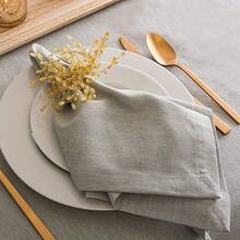 1/2/6/12pcs Napkin Cloth Placemats, Rolled Edge, Solid Color, American Country Style, For Wedding, Party, Holiday, Linen Napkins - Grey - View 1
