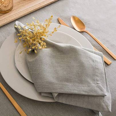 1/2/6/12pcs Napkin Cloth Placemats, Rolled Edge, Solid Color, American Country Style, For Wedding, Party, Holiday, Linen Napkins