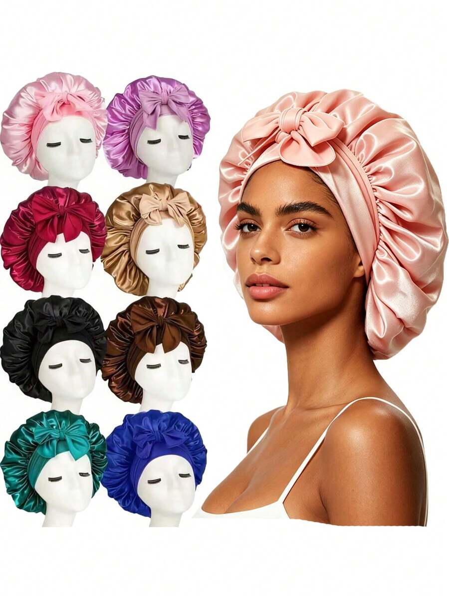1pc Luxury Satin Silk Sleep Cap - Adjustable Comfortable Drawstring - Unisex Hair Care, Suitable For Salon, Hotel, Sports, Home Use, Also Can Be Used As Towel Or Facial Cloth