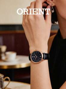 Women's Quartz Watch RA-QC1703B10B Rose Gold Black Dial Leather Band Luxury Dress Watch - Elegant Thin Case Roman Numeral Minimalist Ladies Wristwatch for Party Prom Date Night Gift Her Birthday Anniversary - 黑色 - 查看 2