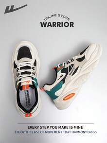 WARRIOR 勇士舒适街头风厚底男鞋，春夏舒适跑步鞋，简约休闲时尚运动鞋，四季皆宜，耐磨耐穿，适合全天穿着的训练鞋。 - 米/黑/淺卡其 - 查看 5