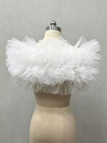 Accesorio de chal corto blanco de tulle esponjoso negro para novia y boda - Multicolor - Ver 5
