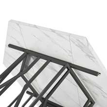 Dining Table And Chair Set (5 Pieces), Modern Hexagonal Marble Table + 4 Gray Velvet Dining Chairs To Create A Warm And Modern Restaurant - White + Black + Gray - View 6