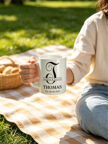 11oz Personalized Name & Date White Mug, Customized Couple Mugs, Perfect Wedding & Anniversary Gift - White - View 4