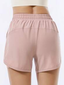 Pantalones cortos deportivos sueltos de cintura alta para mujer, pantalones deportivos antideslumbrantes de doble capa para yoga, correr, ropa de abrigo de entrenamiento de secado rápido - Morado oscuro - Ver 3
