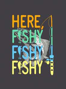 New Summer Boys Funny Fishing Print Short Sleeve T-Shirt + Shorts 2pcs Set, Casual Loose Outfit - Multicolor - View 3