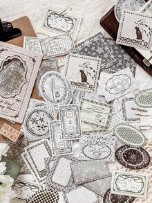 40 pièces/paquet Autocollants de bordure mignons, autocollants décoratifs vintage et créatifs, matériaux d'artisanat de décoration DIY, cadeau de vacances, fournitures scolaires personnalisées pour scrapbooking - 2. Motif à carreaux en fourrure de lapin - Voir 3