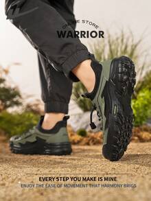 WARRIOR 勇士时尚复古男士运动鞋，春夏舒适跑步鞋，简约休闲又不失时尚感，四季皆宜，耐磨耐穿，适合全天穿着的训练运动鞋，软底设计。 - 軍綠/黑 - 查看 6