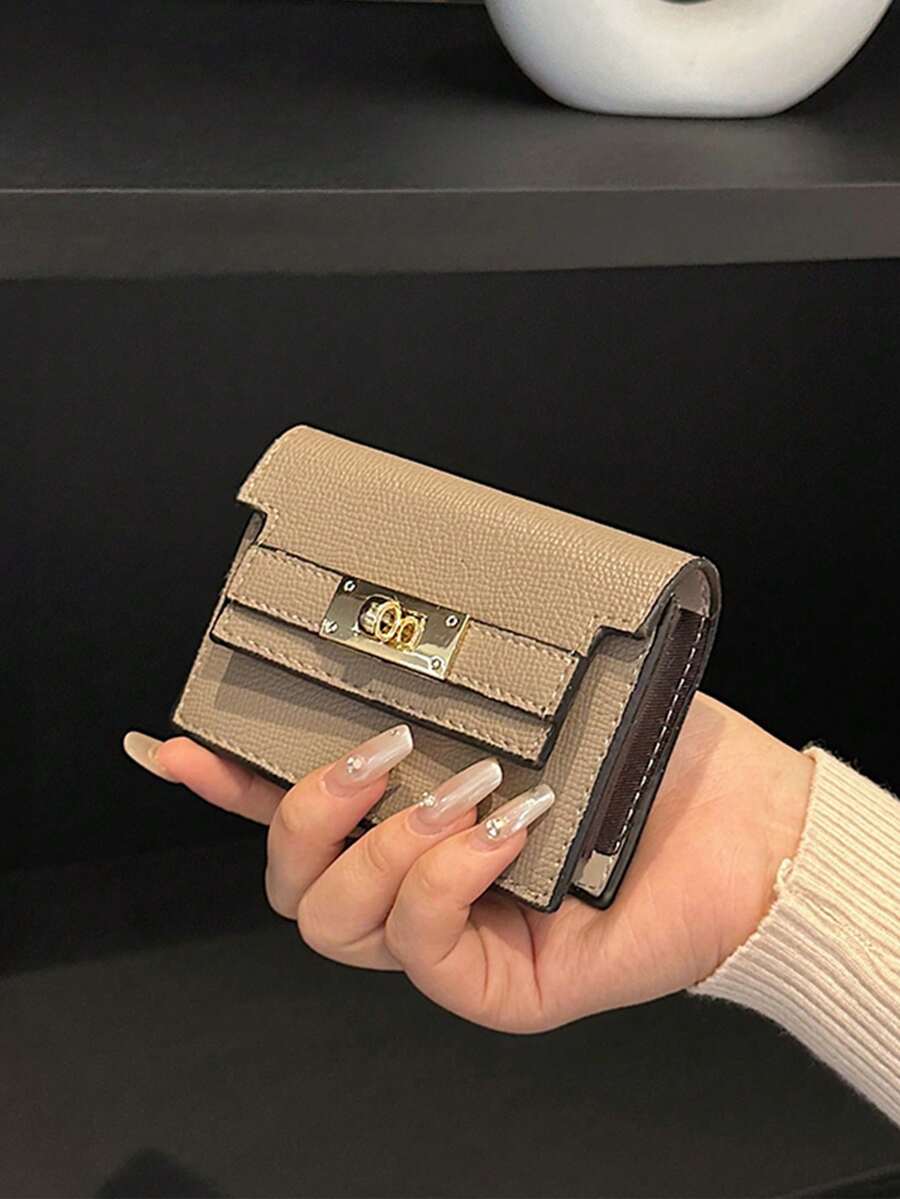 Women's Wallet And Card Holder All-In-One, Multi-Functional Card Organizer, Soft Embossed Leather Short Wallet - Khaki - View 1