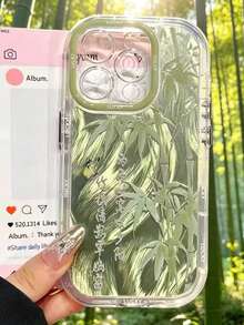 1 chiếc ốp lưng điện thoại bằng vải chiffon họa tiết lá tre tươi mát, kiểu dáng Trung Quốc, chống sốc, tương thích với dòng Apple 17/16/15/14/13/12/11 PROMAX PLUS. - lá tre - Xem 3