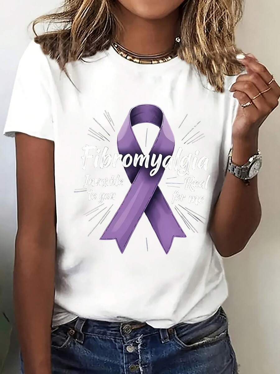 Camiseta de manga corta de mujer de color gradiente fresco - Con un delicado patrón de rayas púrpuras, este cómodo y transpirable top de cuello tripulación proporciona un ajuste perfecto. Hecho de una mezcla suave de poliéster, es adecuado para todas las estaciones y disponible