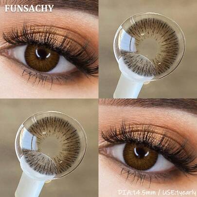 FUNSACHY Producto de maquillaje de ojos suave de doble chocolate, con vida útil de 1 año, 14.5mm, apto para uso diario, tamaño de ojo grande.