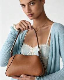 Kate Spade Bolsos pequeños tipo hobo de la serie KS 454 para mujer, bolso de hombro con correa ancha y gran capacidad. - Marrón - Ver 6