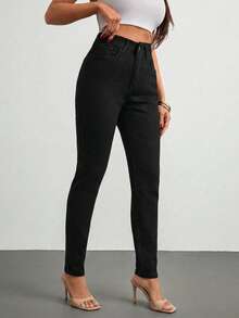 Push Up Skinny Dark Blue Comfort Stretch Daily Wear Denim Jean - Black - View 3