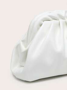 Women's Pleated Cloud Solid Color PU Leather Clutch Bag, Retro Style, Large Capacity, Fashionable, Suitable For Outings And Parties - White - View 5