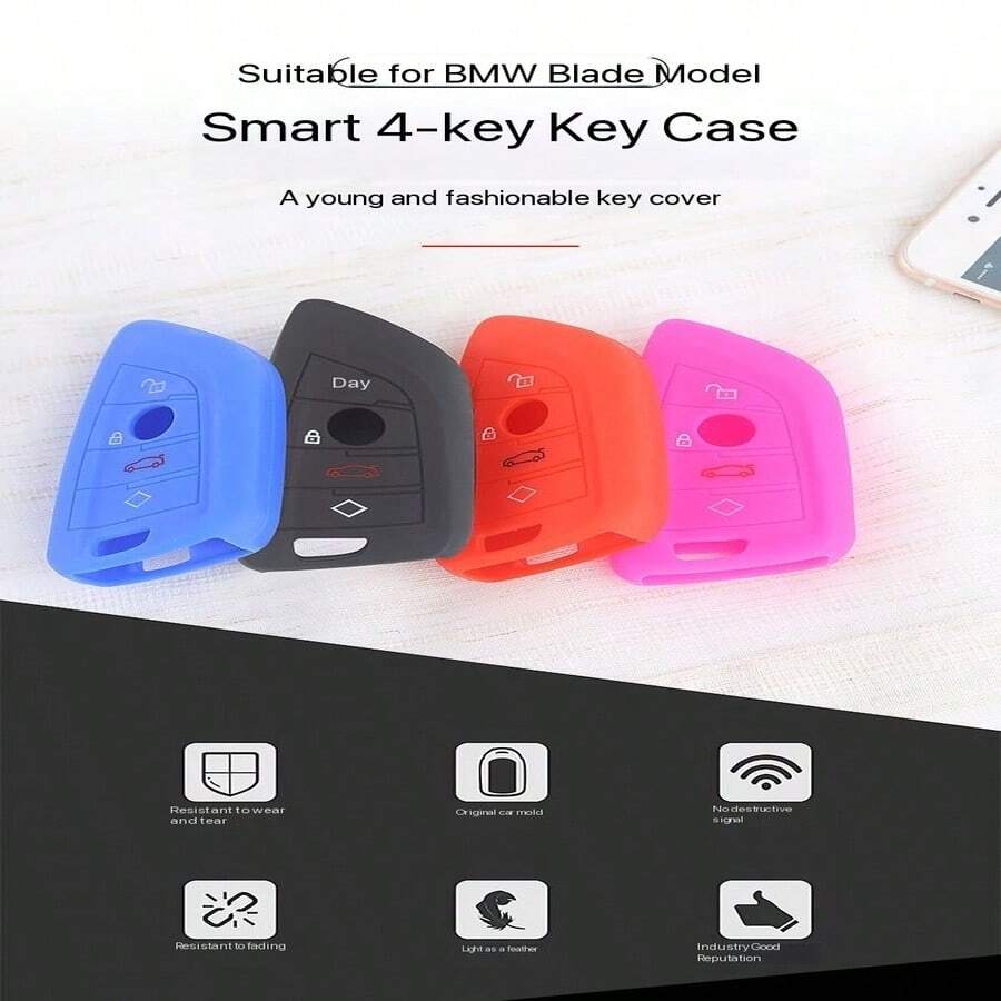 Vỏ bọc chìa khóa silicon phù hợp cho BMW 7 Series 740Le, 6 Series, 5 Series, 3 Series, Plug-In Hybrid, 1 Series, 2 Series, Vỏ bọc chìa khóa, Màu đen, Đỏ đậm, Hồng, Cam, Vàng, Xanh lá nhạt, Xanh lá táo, Xanh lá cây phát quang, Xanh biển, Xanh da trời, Xanh phát quang, Tím, Trắng xám, Trắng, Xanh xám, Xám đậm, Bán trong suốt, Xanh khủng long, Xanh dương 2768C, Hồng cam, Xanh lá 351U, Xanh kaki, Xanh khói, Xanh hải quân, Nâu, Xanh đậm