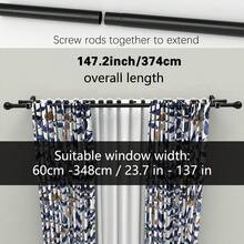 Adjustable Black Double Layer Curtain Rod Set, Fits Window Width 23.7 Inches - 137 Inches / 0.6m - 3.48m, For Sheer And Blackout Curtains, Wall-Mounted Easy Installation, Durable And Suitable For Bedroom, Living Room And Hotel, Modern Classic Curtain Rod - Black 1 Set - View 10