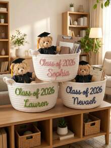 2026 Personalized Graduation Gift Basket, Custom Name Rope Storage Basket, 2026 Graduate Gift, University Dorm Storage Essential - Multicolor - View 8
