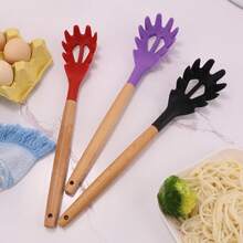 Pinzas de silicona para pasta, colador de olla, cuchara escurridora de pasta antiadherente, utensilios de cocina - Multicolor - Ver 3