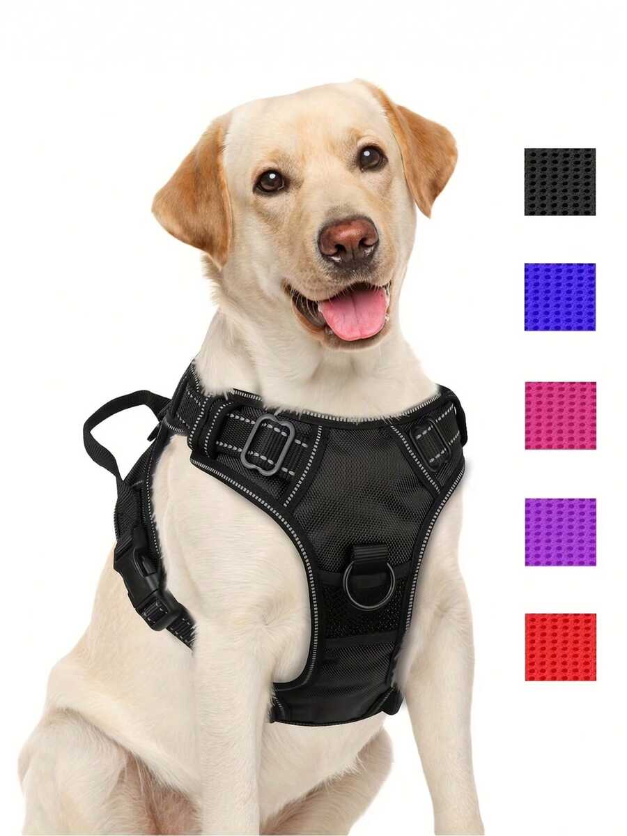 Bộ dây đeo ngực phản quang không gây nghẹt thở cho chó, có 2 kẹp dây xích, áo vest mềm mại có đệm, tay cầm dễ điều khiển để huấn luyện và dắt chó đi dạo. - Nhiều màu - Xem 1