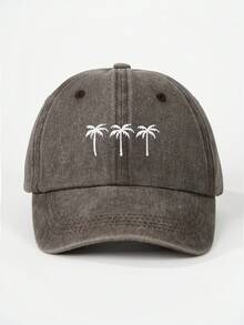 1pc Women's Printed 3 Coconut Tree Washed Baseball Cap, Adjustable Outdoor Sun Protection Casual Hat Suitable For Spring, Autumn, Travel, Beach, Vacation, Unisex Y2K Style Cap,Holiday,Festival - Baseball Cap - View 22