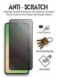 2pcs Matte Ceramic Privacy Screen Protector, Applicable To Phone Cases, Full-Screen Anti-Fingerprint, Waterproof, Scratch-Resistant, Privacy, Anti-Glare, Side Privacy, Clear Front, Suitable For Samsung Galaxy A16/A17/A53/A54/A55/A56/A32/A34/A36/A52/A56/A57 Series, Phone Accessories, Suitable For Various Phone Cases, Essential For Daily Privacy Protection And Screen Protection. - Black - View 3