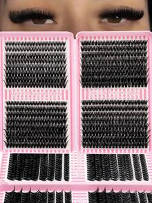 640 piezas Extensiones de pestañas individuales de estilo manga con efecto de rizo DD mixto de 10-16 mm, aspecto natural, en racimos, extensiones de pestañas individuales con pestañas postizas suaves y cómodas de larga duración - Ver 6