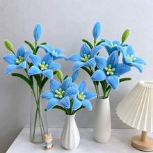 2/4/6/8支人造百合花，仿真百合花束，适用于家居插花、香氛花束、花店用品、INS风格装饰、自然花束、家居装饰、桌面装饰、婚礼中心摆件、春夏派对及节日装饰（母亲节、复活节、感恩节） - 彩色 - 查看 4