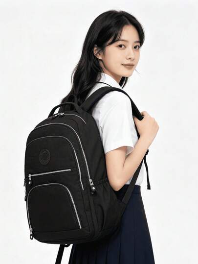 Mochila de náilon repelente de água de grande capacidade simples e leve bolsa de computador bolsa escolar de estudante