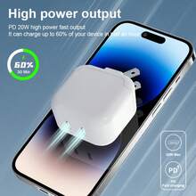 KFLY 20W Dual Type-C Foldable Fast Charger, 2-Port USB-C Power Adapter, Compatible With IPhone 17/16/15/14, With Safety Protection Features - White - View 5