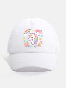 1PC Kids' Cartoon Unicorn Print Mesh Baseball Cap, Adjustable Breathable Sun Hat For Outdoor & Daily Wear - 1PC - View 5