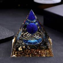 Lapis Lazuli Orgone Crystal Pyramid, Unique Gift Idea - Sapphire-plated Steel Ring - View 7