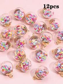 12 piezas de 15*21mm Lentejuelas de colores, lentejuelas en forma de estrella, cuentas redondas, colgante de bola de alta transparencia, accesorios de decoración colgante DIY - Adorno de estrella con lentejuelas - Ver 8