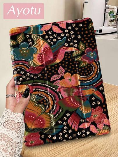 Ayotu 1 bao đựng máy tính bảng và Kindle họa tiết chim vẹt và hoa nhiệt đới, phù hợp với iPad Air 8 (M4) 2026 (11/13 inch), thế hệ thứ 10, 11/Air thế hệ thứ 4/Air thế hệ thứ 7/9.7 inch, Galaxy Tab A9 Plus, Kindle (thế hệ thứ 11 - ra mắt năm 2024) (6 inch), Kindle Paperwhite thế hệ thứ 12 2024, một món quà Giáng sinh thời trang và tối giản.