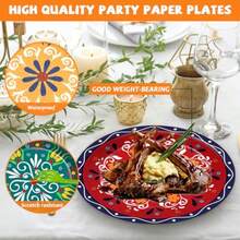 D48 Pcs Mexican Fiesta Party Plates Multicolor Handmade Style Paper Plates Cielito Lindo Party Decoration Talavera Fiesta Tableware Set For Taco Tuesday Dia De Los Muertos Birthday Wedding Baby Shower - 如圖所示 - 查看 4