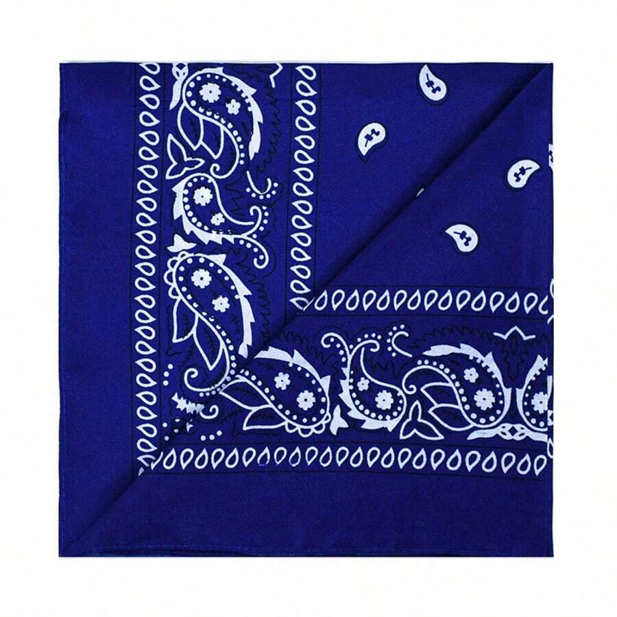 قطعة واحدة من الوشاح الأمريكي القديم بطراز الزهرة الكاجو البوليستر، إكسسوار متعدد الاستخدامات للخارج وهيب هوب وهواة الرقص الشارعي، إكسسوارات، ضروريات السفر - أزرق غامق - مشاهدة 1