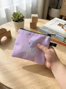 1pc Coin Purse, Storage Bag, Makeup Bag, Card Holder, Earphone Case, Mermaid Printed Pattern Coin Wallet Card Pouch, Buckle Compact Small Bag, Can Hold Coins, Cards, Accessories, Keys, Multi-Functional Storage Bag, Ideal Gift For Girls And Boys - Multicolor - View 4