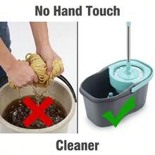 360° Spin Mop AndBucket With Wringer Set, Hands-Free Self-WringingFloor Cleaning System With 2 MicrofiberReplacement Heads, Adjustable 61" Handle ForHome Kitchen Bathroom Tile Hardwood - A - 查看 5