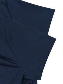 Vestido ajustado de color sólido para mujer, cuello en V elegante, abertura con botones, ideal para oficina y casual, primavera y verano - azul real - Ver 9