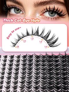 MAANGE 140 Stück flauschige Kunstmink Wimpern, verlängern Augenwinkel, vergrößern Augen, anime-artiges zierliches Wimpernbüschel in gemischten Längen, dichte & voluminöse Einzelwimpern für den Heimgebrauch, geeignet für ein dickes & natürliches Make-up Aussehen, DIY Schönheit, großes Wimpernset für Anfänger, Make-up Künstler, geeignet für Reisen, Partys, Arbeit von Frauen, ideales Muttertagsgeschenk - Schwarz - Übersicht 8